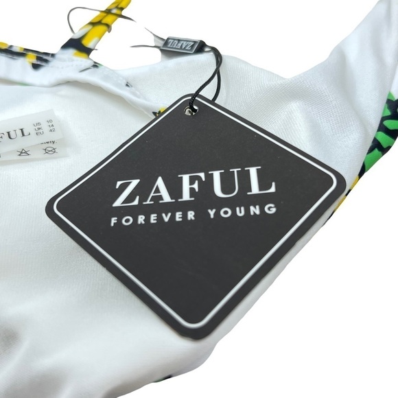 ZAFUL Bikini Set Pineapple Print Two Piece Bathing Swimsuit High Cut XL NWT - Picture 3 of 15